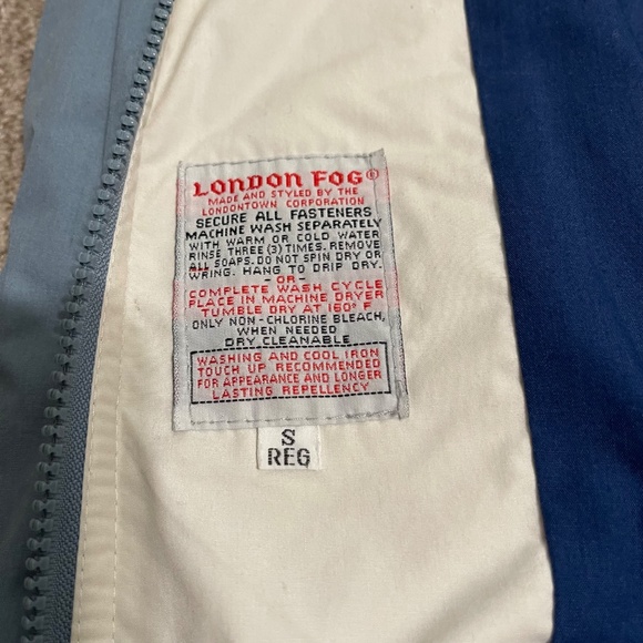 Vintage London Fog Jacket Men’s Small Light Blue Cream Trim - Picture 6 of 6